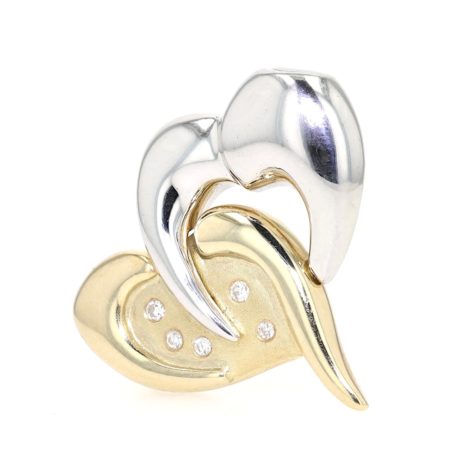 Pendant with interchangeable locking system from the JKa brand in 585 yellow and white gold Brilliants, Lying on the side, turned slightly to the left