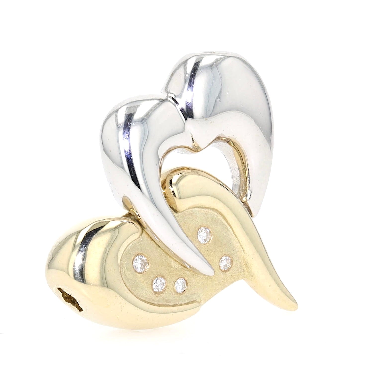 Pendant with interchangeable locking system from the JKa brand in 585 yellow and white gold Brilliants, Lying on the side, turned slightly to the right