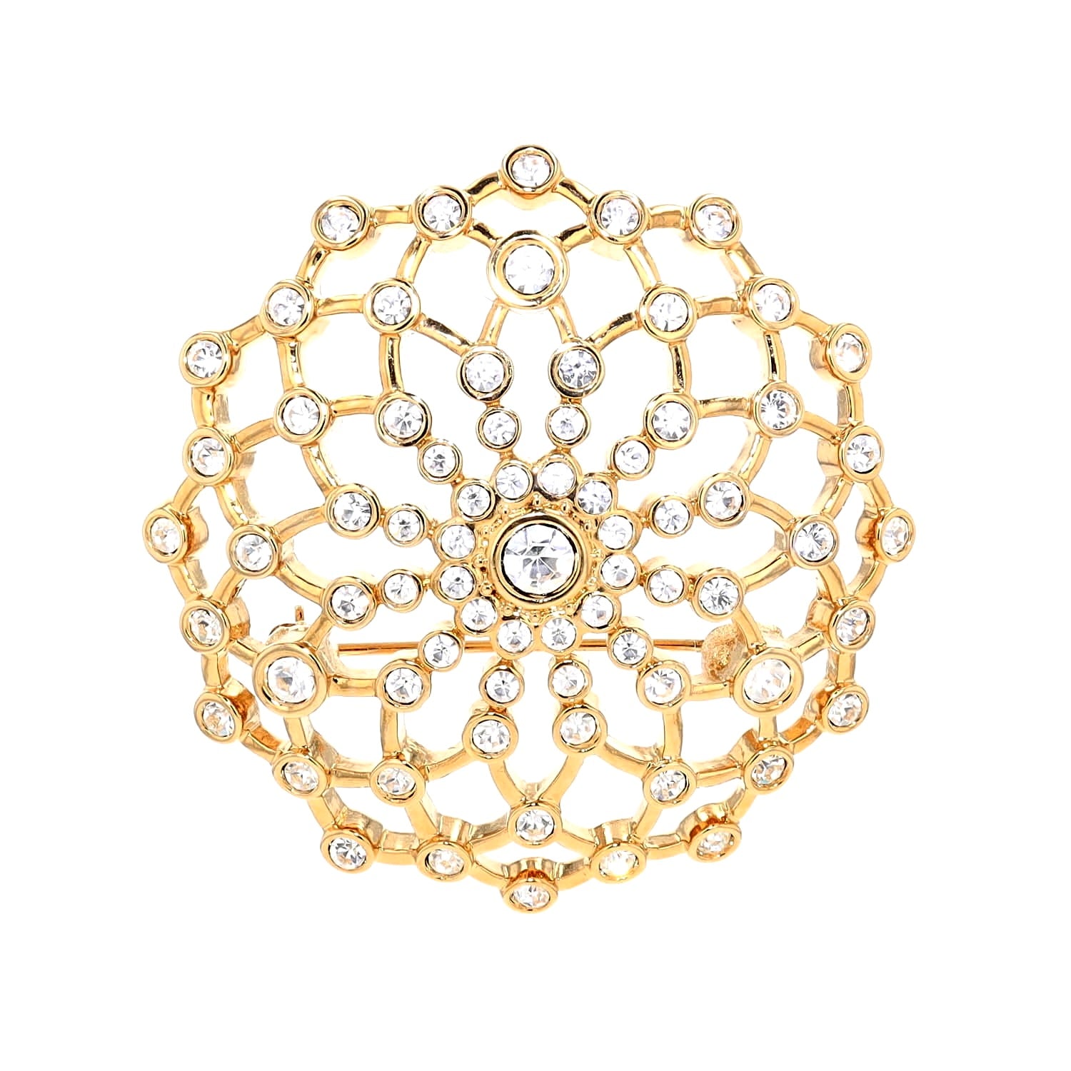 Swarovski vintage brooch gold-plated with Swarovski crystals, standing frontally