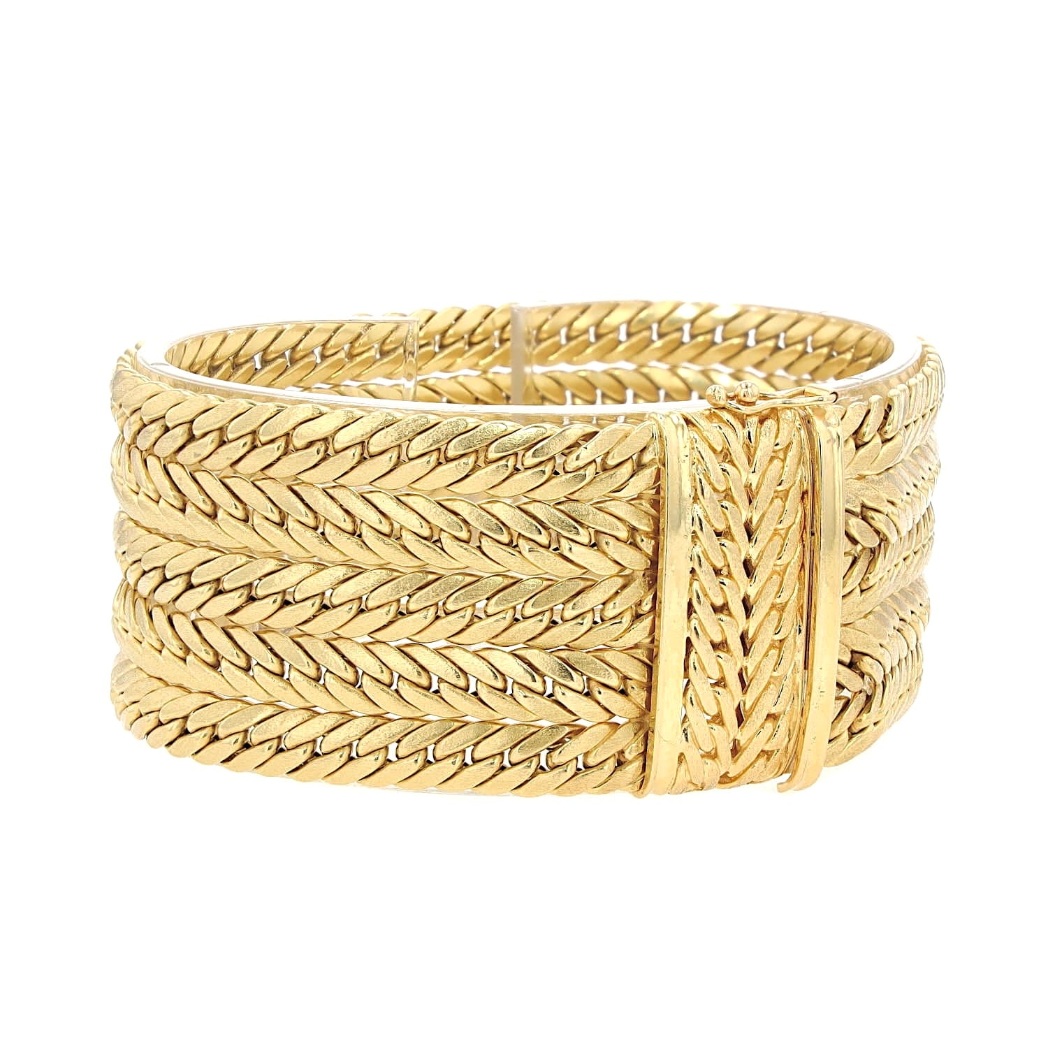 UNOAERRE Vintage - mehrreihiges Kettengliederarmband aus 750er Gelbgold, geschlossen liegend leicht rechts gedreht