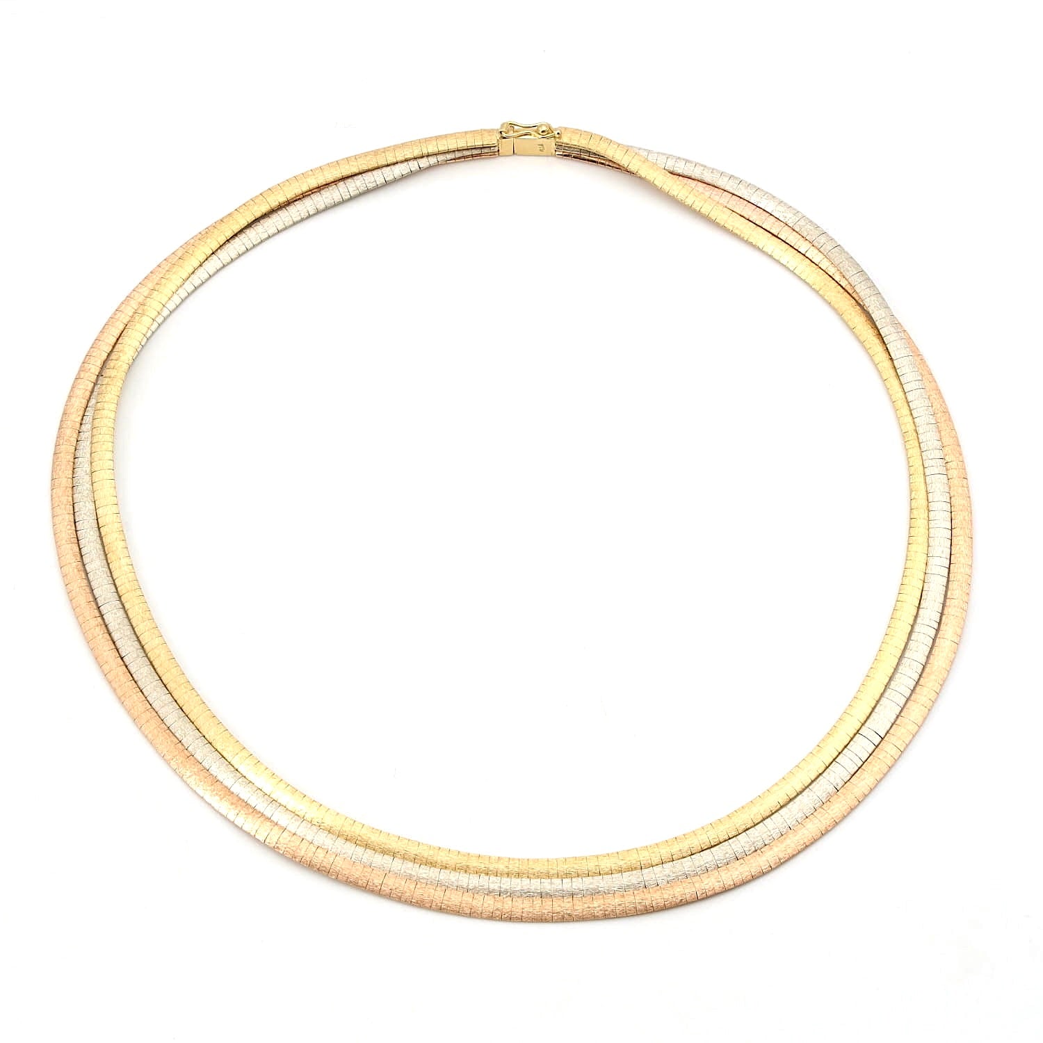 Vintage necklace from around the 1960s in 750 tricolor gold, closed lying down