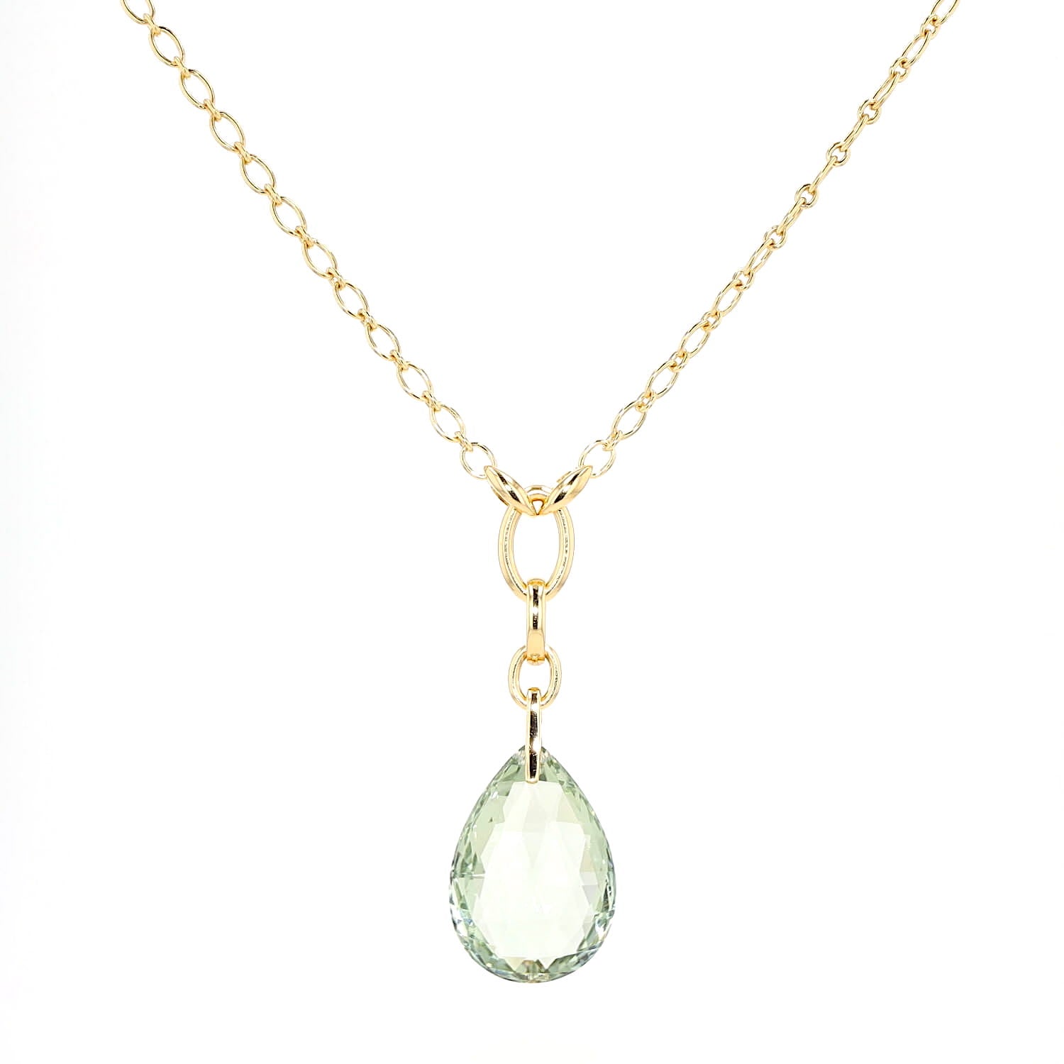 Wempe by Kim necklace with a pendant and a large prasiolite approx. 55 ct, hanging frontally