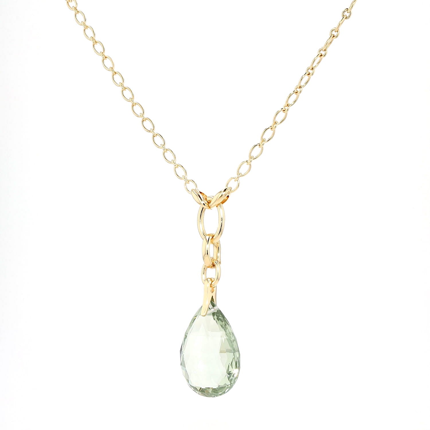 Wempe by Kim Kette mit einem Anhänger und einem großen Prasiolith ca. 55 ct, hängend links gedreht