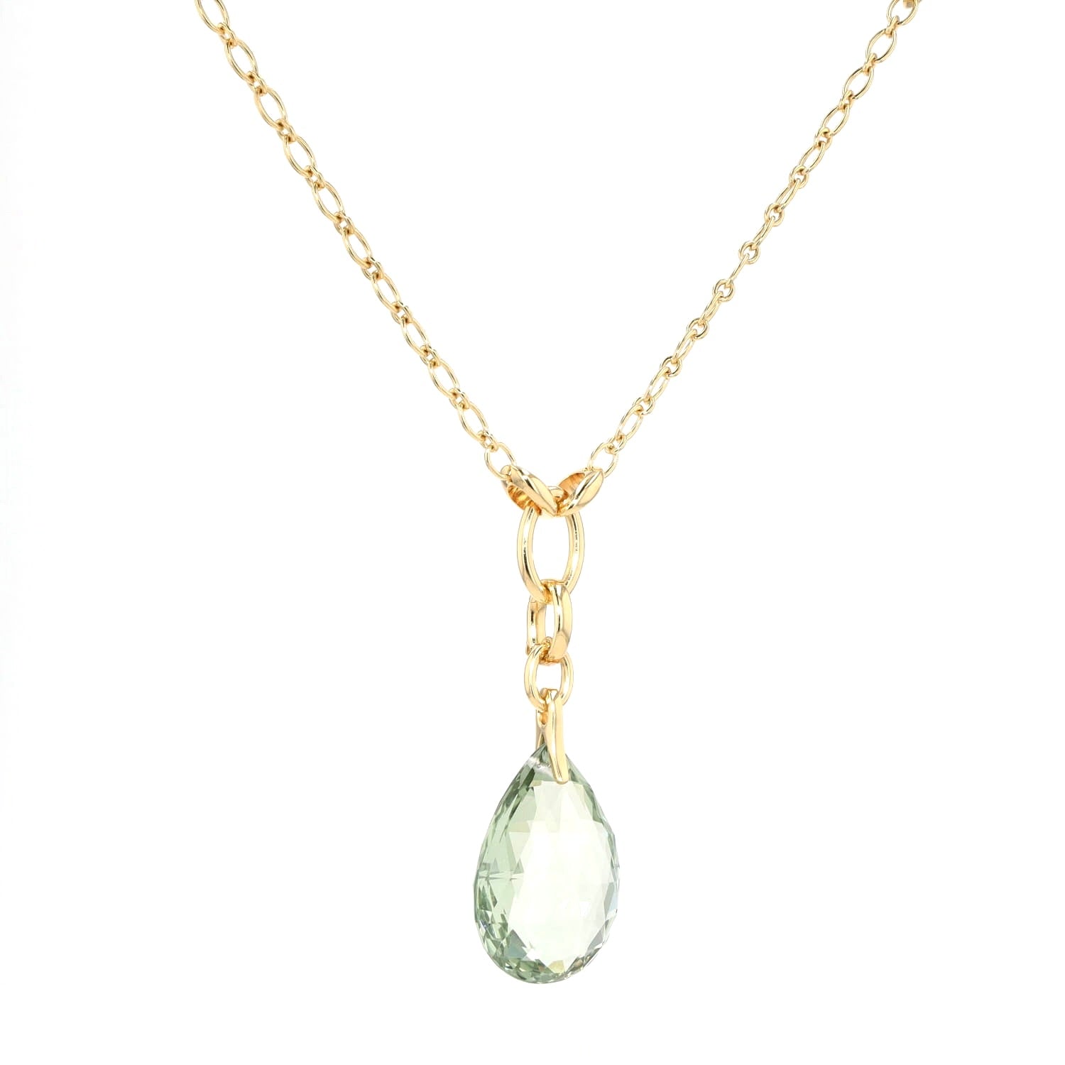 Wempe by Kim Kette mit einem Anhänger und einem großen Prasiolith ca. 55 ct, hängend rechts gedreht