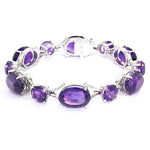 Bracelet in 750 white gold with amethysts, lying frontally