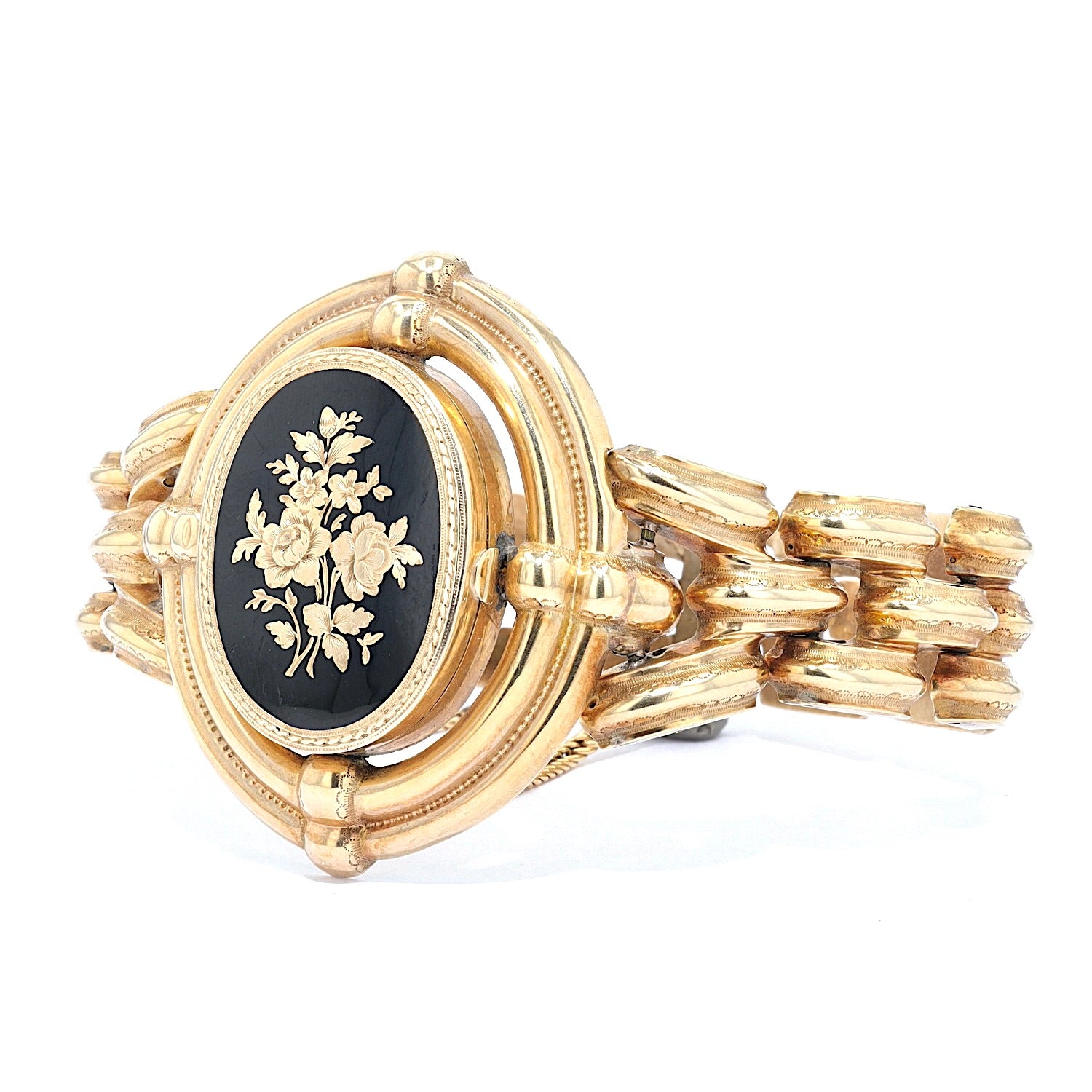 Biedermeier bracelet in foam gold, enameled