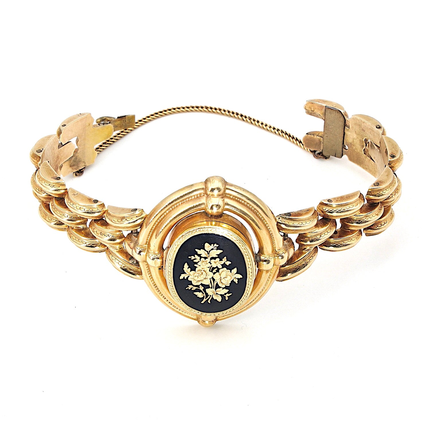 Biedermeier bracelet in foam gold, enameled