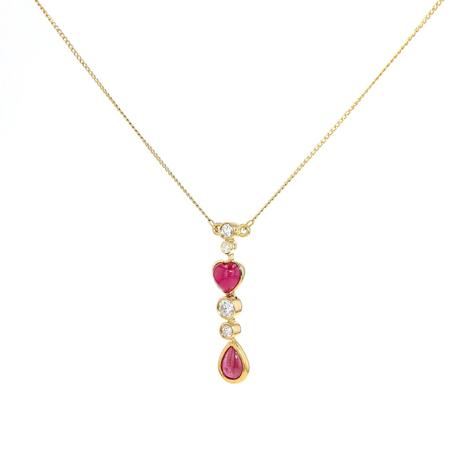 Necklace in 750 yellow gold with rubies and brilliants