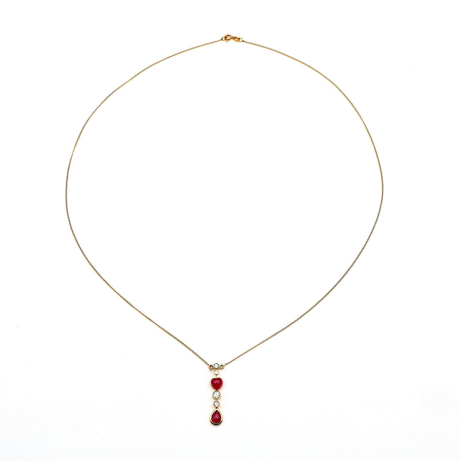 Necklace in 750 yellow gold with rubies and brilliants