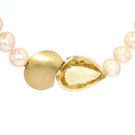 Cultured pearl necklace with a 750 yellow gold clasp and a citrine