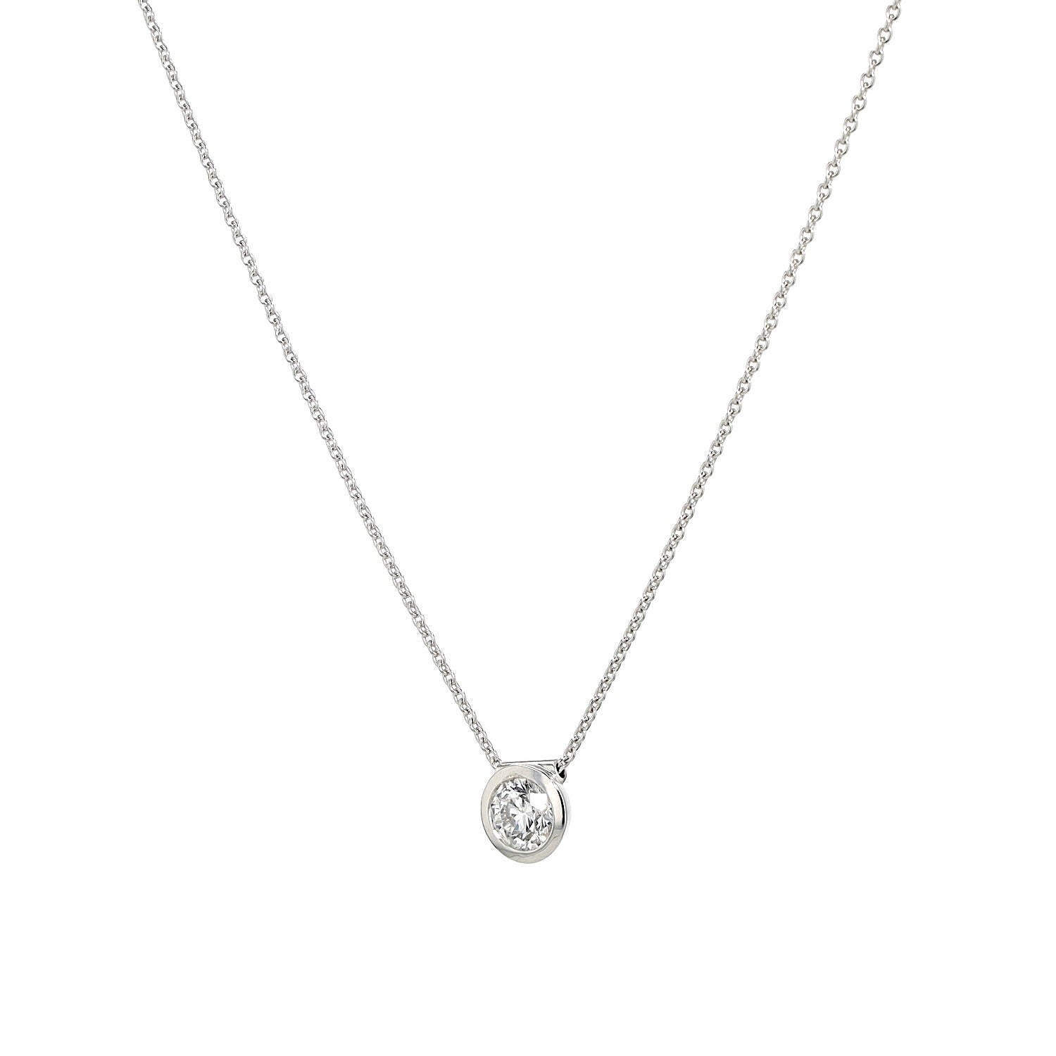 Necklace with a pendant in 750 white gold with a brilliants 1.11 ct, hanging left twisted