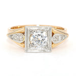 Ring um 1920 in 750er Gelbgold mit Platin und Diamanten