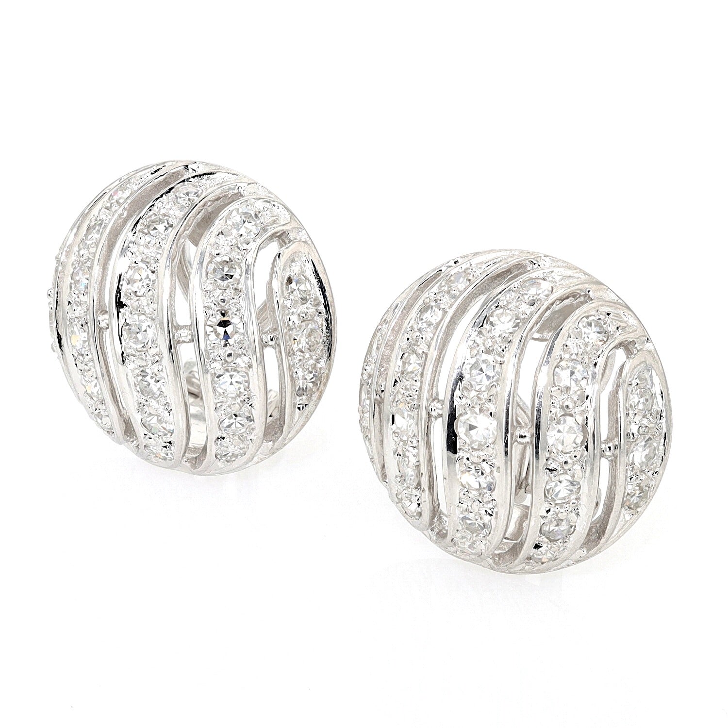 1 Paar Ohrclips in 585er Weißgold mit Diamanten, ges. ca. 1,1 ct, stehend inks gedreht