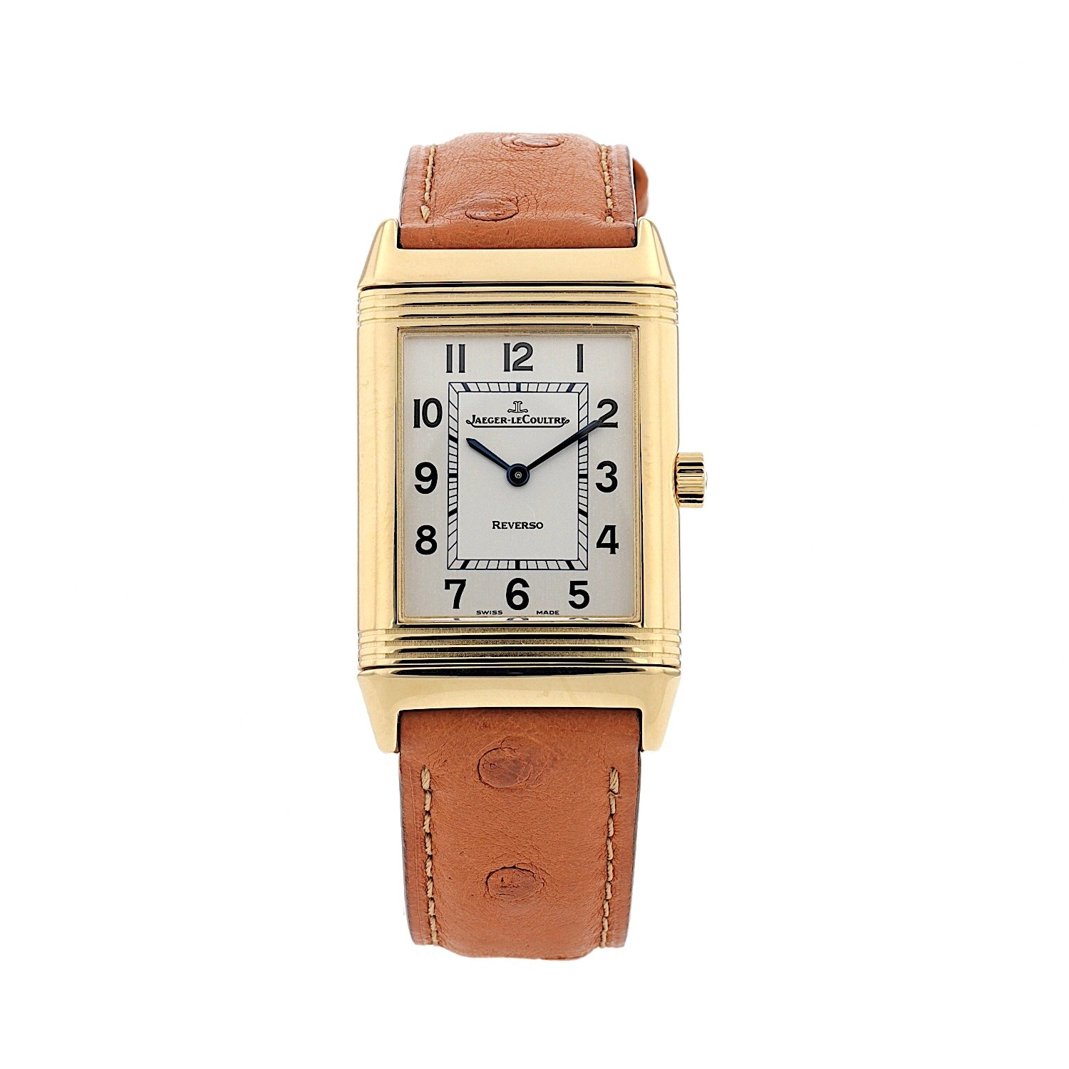 Jaeger-LeCoultre Reverso Classique ladies' watch in 750 yellow gold with leather strap