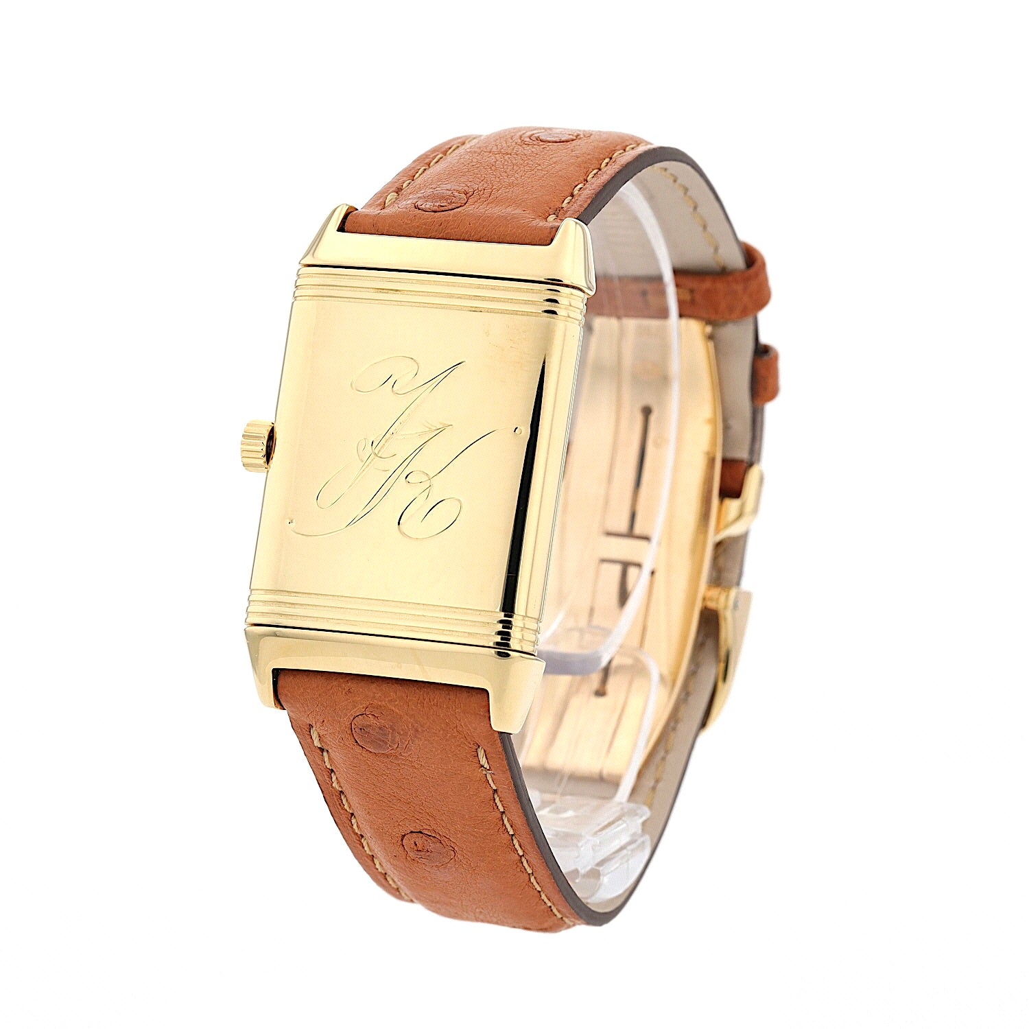 Jaeger-LeCoultre Reverso Classique ladies' watch in 750 yellow gold with leather strap