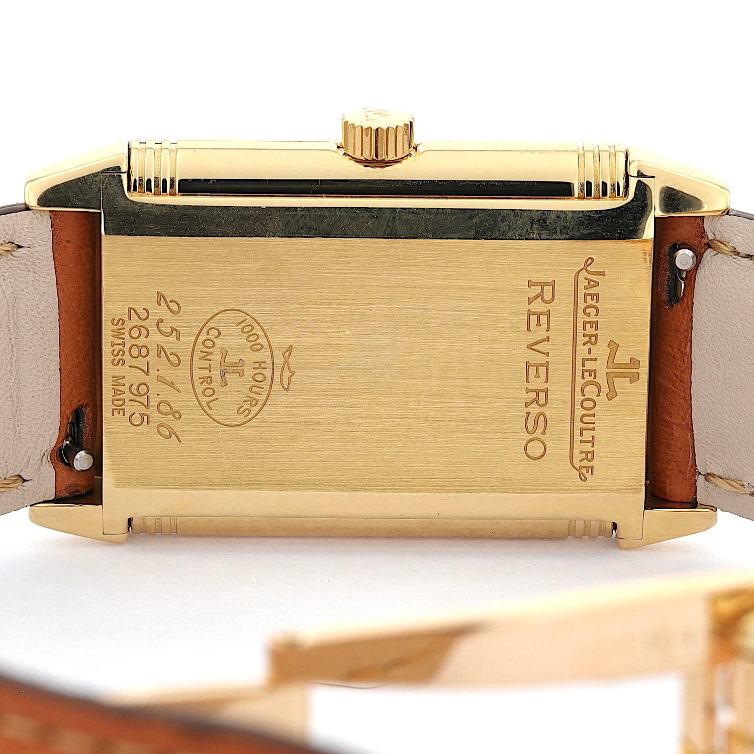 Jaeger-LeCoultre Reverso Classique ladies' watch in 750 yellow gold with leather strap