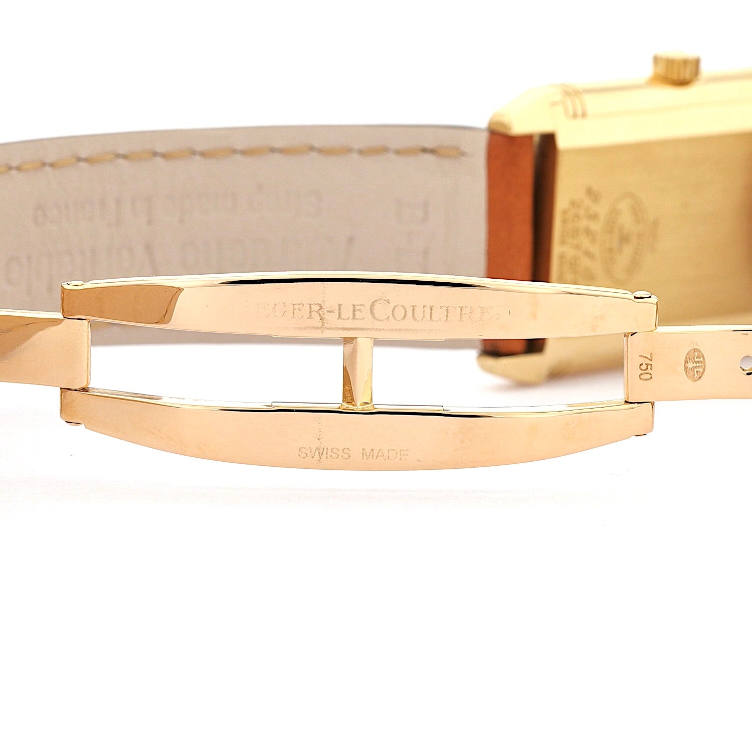 Jaeger-LeCoultre Reverso Classique ladies' watch in 750 yellow gold with leather strap