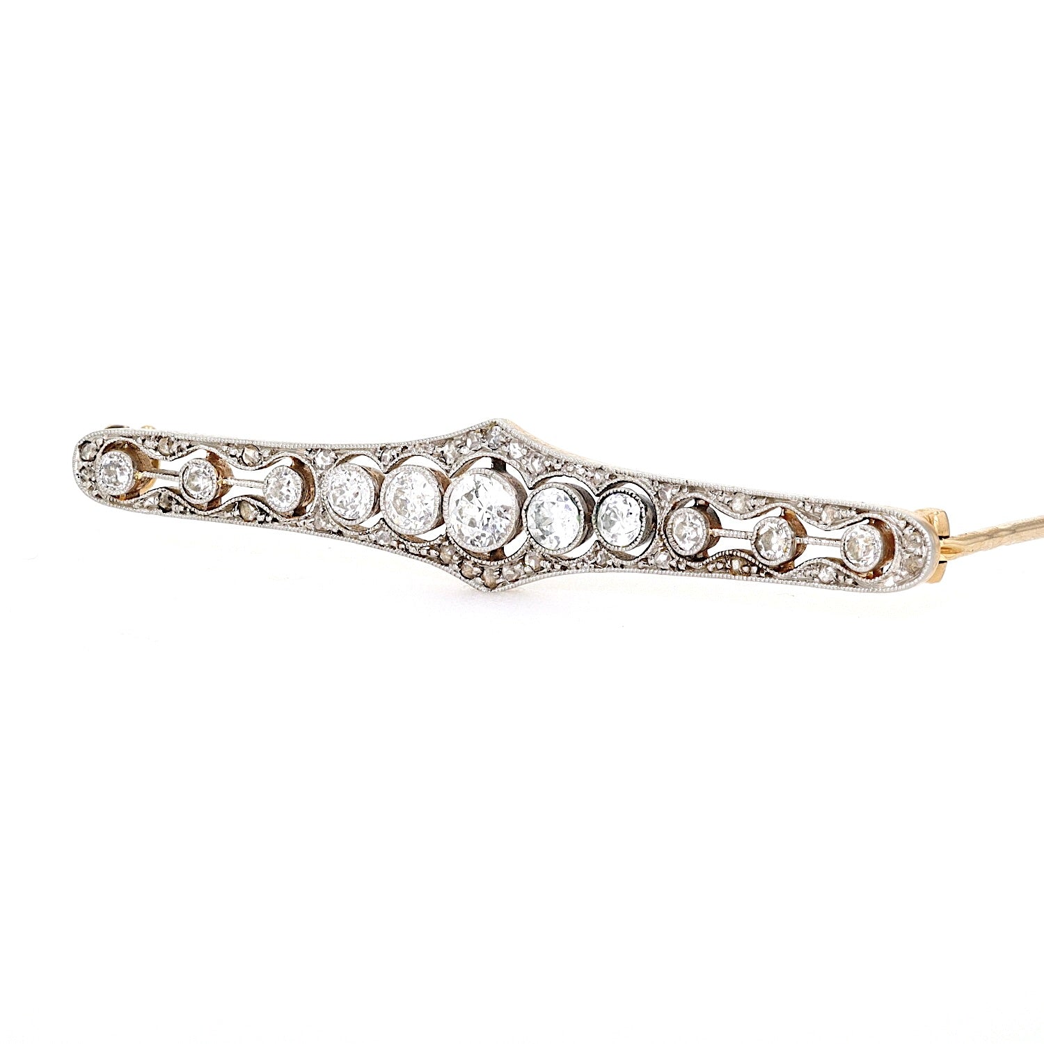 Art Déco brooch in 585 gold and platinum with diamonds