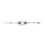 Art Déco brooch in 585 gold and platinum with diamonds and sapphires