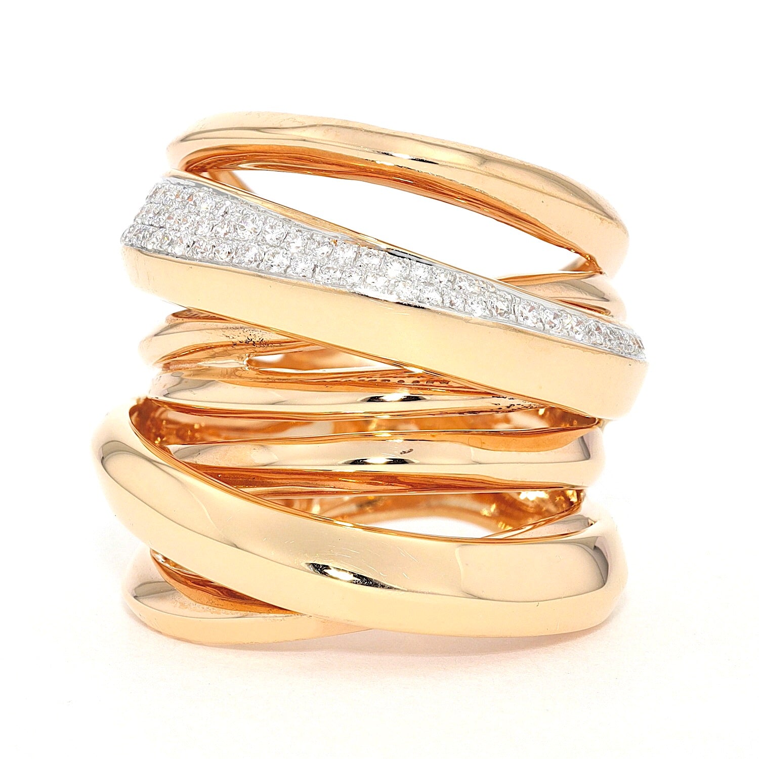 K di Kuore Ring in 750er Rotgold mit Brillanten, stehend frontal