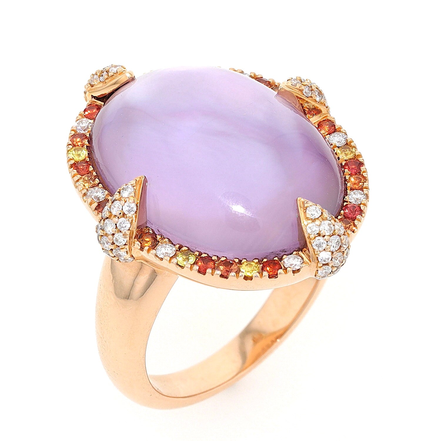 Ring in 750er Gelbgold mit einem Amethyst und Brillanten, stehend