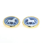 Cufflinks in 585 yellow gold with agate cameo