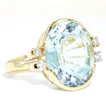 Vintage Ring in 585er Gelbgold mit einem Aquamarin und Brillanten