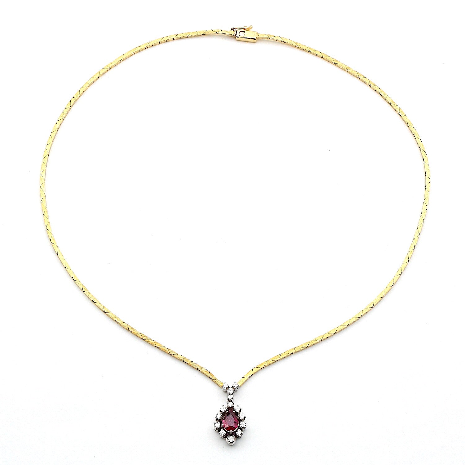 Collier in 585er Gold Bicolor mit  einem Rubin und Brillanten