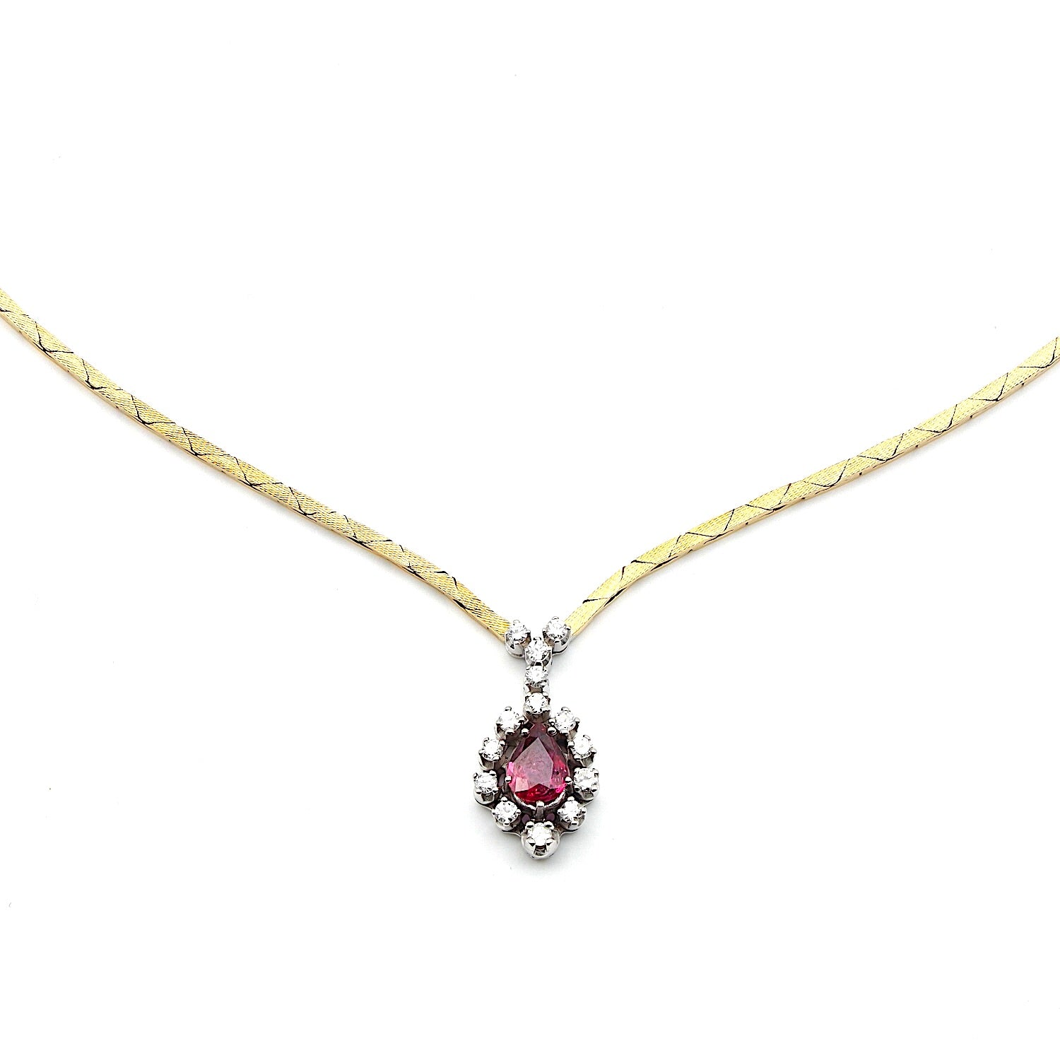 Collier in 585er Gold Bicolor mit  einem Rubin und Brillanten