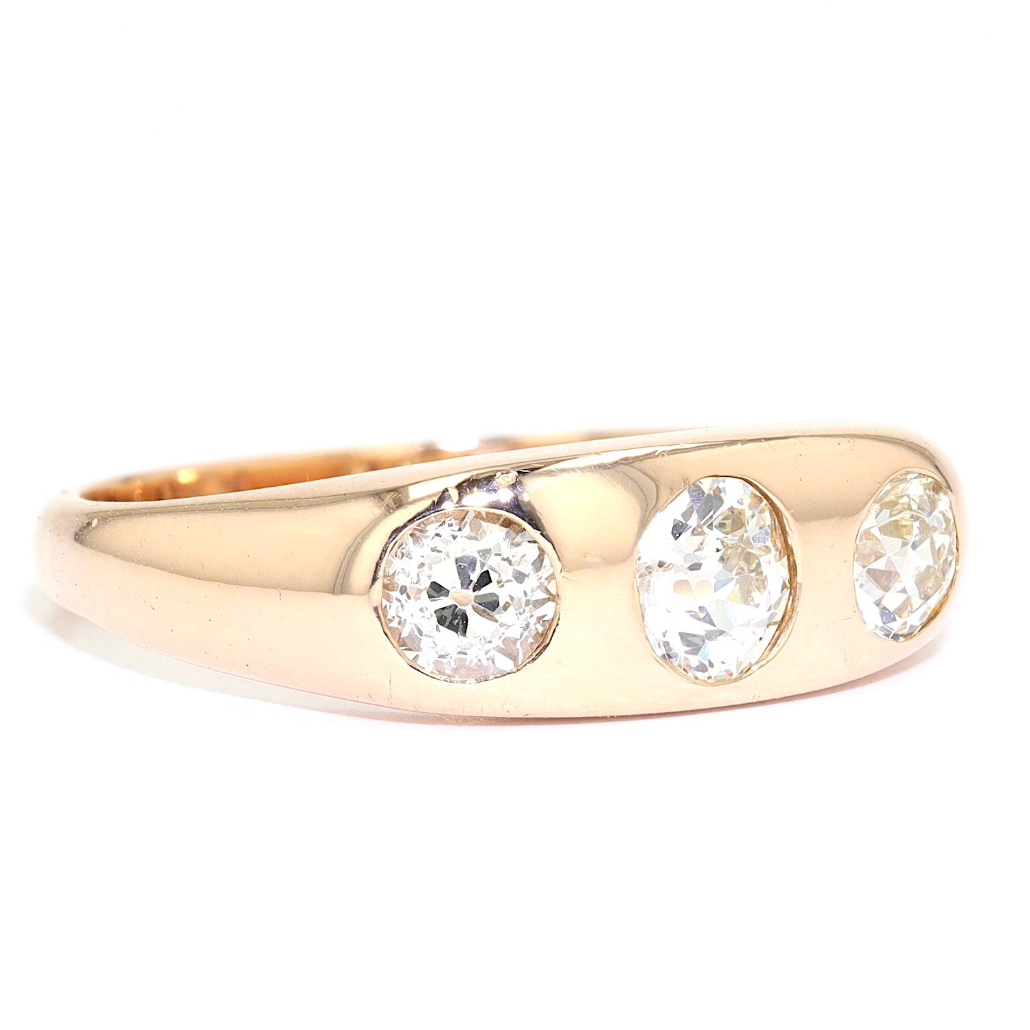 Vintage Ring in 585er Gelbgold mit Altschliff Diamanten, gesamt ca. 0,86 ct