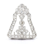 Art Deco clip brooch in 9 ct white gold, platinum-plated with diamonds