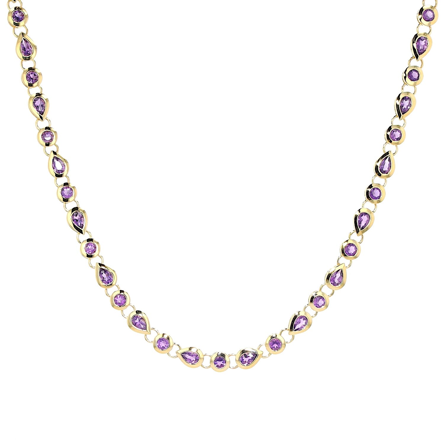 Collier aus 585er Gelbgold mit insgesamt ca. 13,2 ct Amethysten