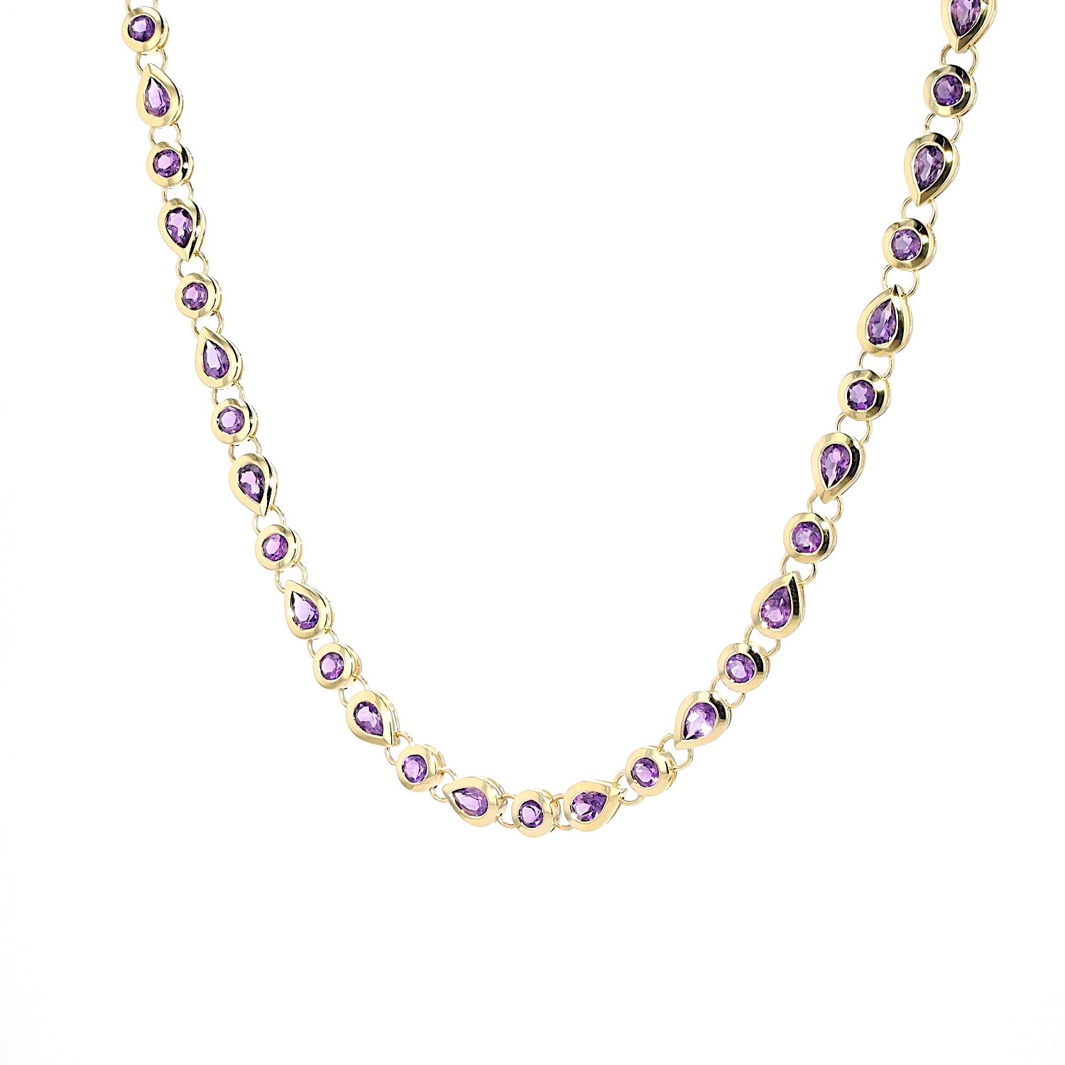 Collier aus 585er Gelbgold mit insgesamt ca. 13,2 ct Amethysten