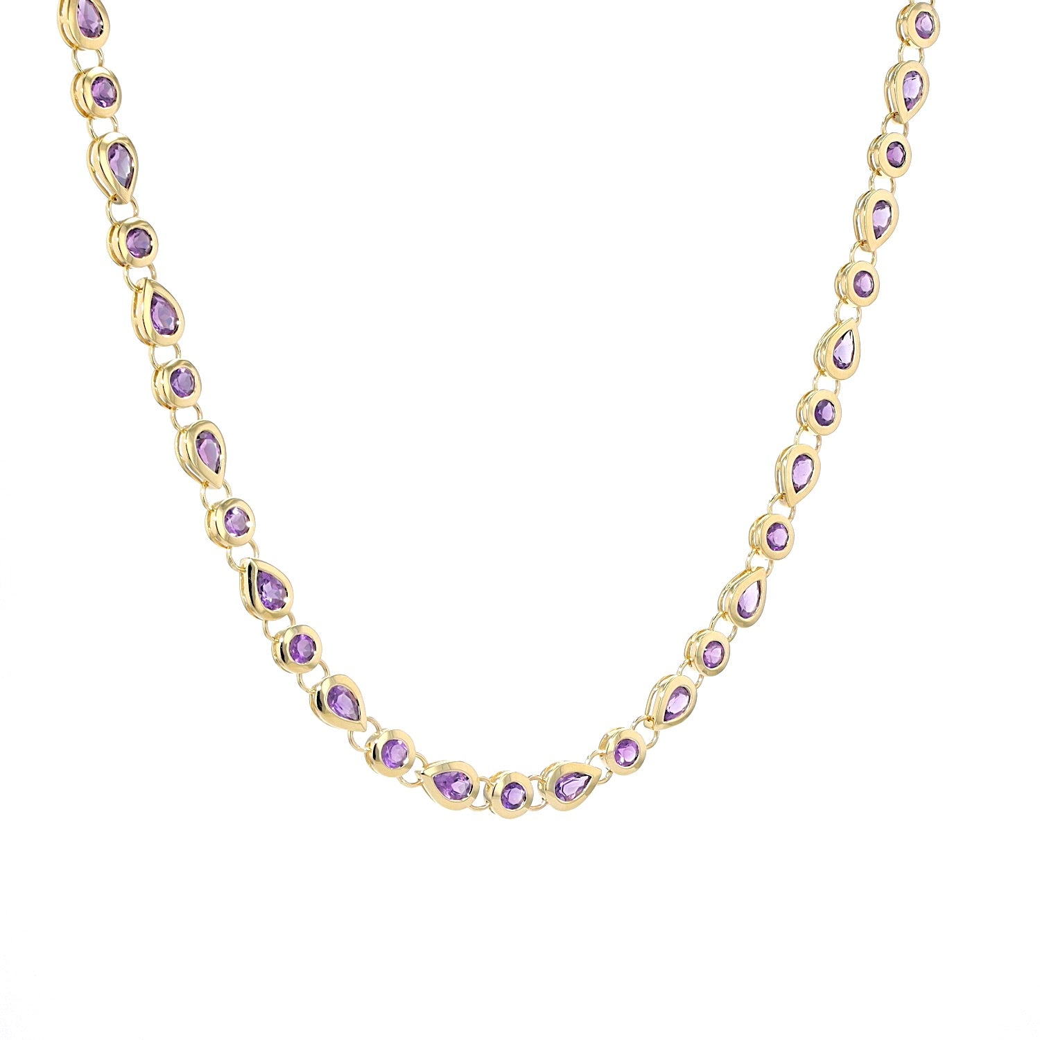 Collier aus 585er Gelbgold mit insgesamt ca. 13,2 ct Amethysten