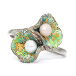 Ehinger Schwarz ring in 925 silver with colorful enamel and cultured pearl button