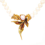 Ehinger black cultured pearl necklace with 750 gold and enamel