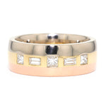 Modern ring in 750 gold tricolor with diamonds