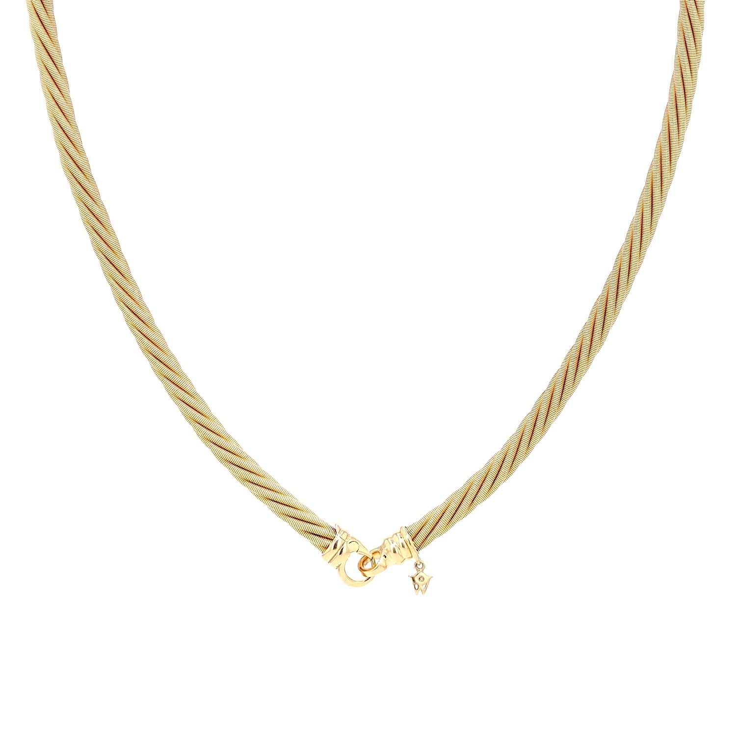 Wellendorff "Prinzesse" necklace in 750 yellow gold, hanging frontally with lock