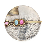 Vintage pendant in 935 silver with gold plating, tourmalines and garnet