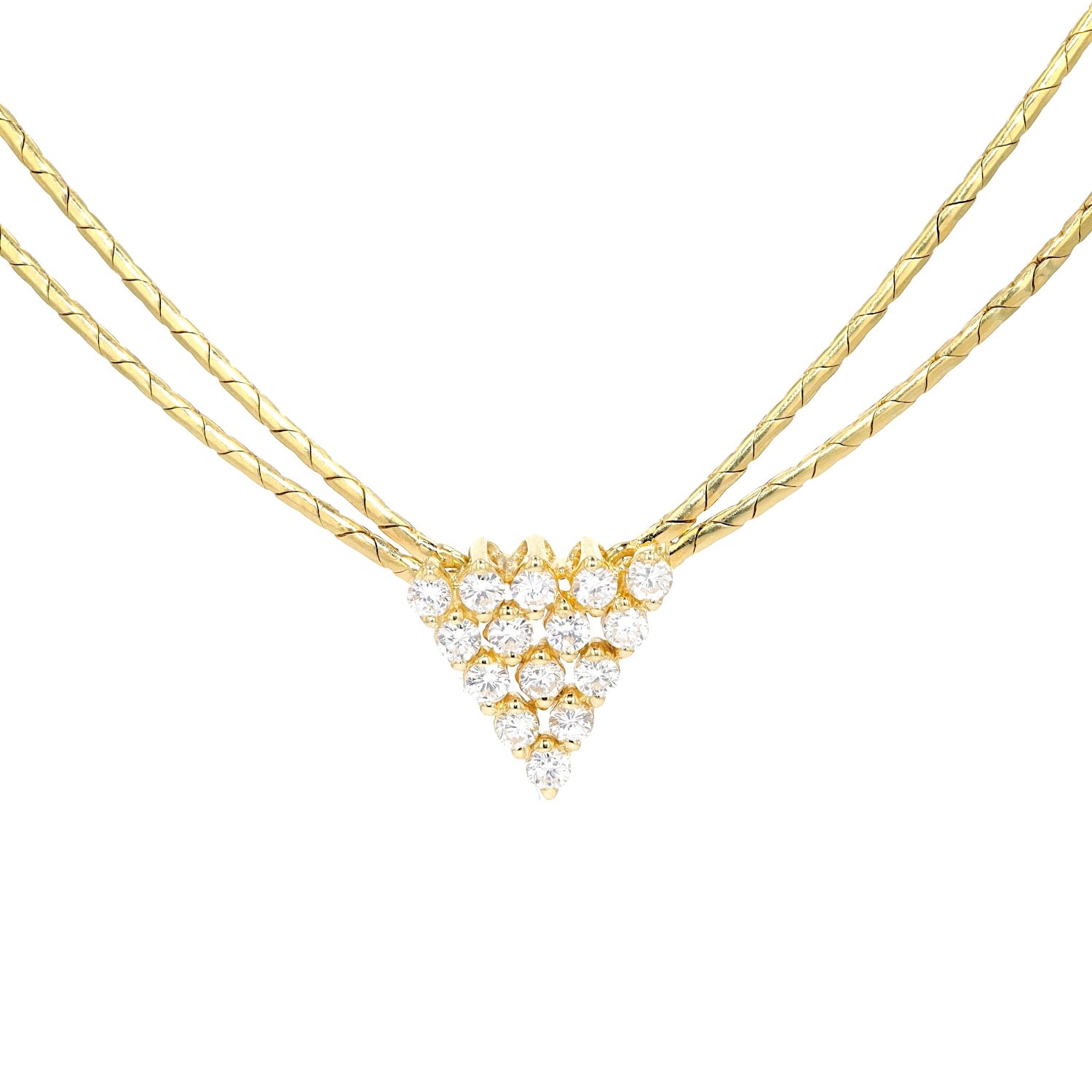 Vintage Collier in 585er Gelbgold mit ca. 0,45 ct Brillanten, hängend frontal