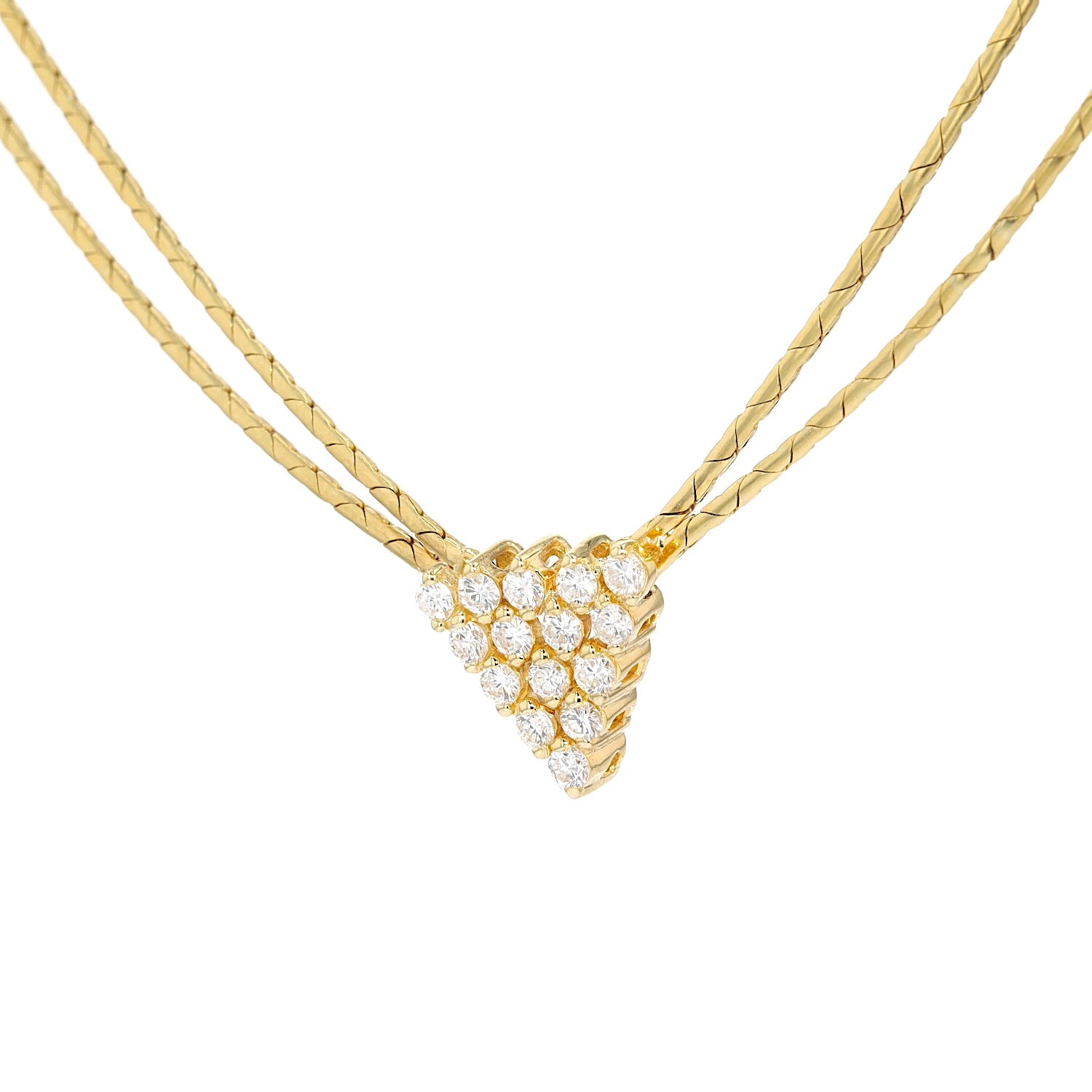 Vintage Collier in 585er Gelbgold mit ca. 0,45 ct Brillanten, hängend links gedreht