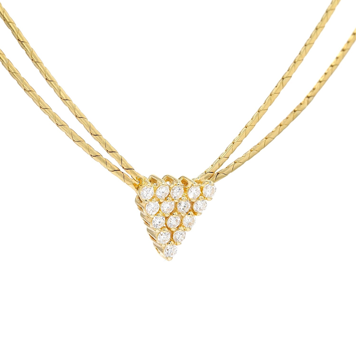 Vintage Collier in 585er Gelbgold mit ca. 0,45 ct Brillanten, hängend rechts gedreht