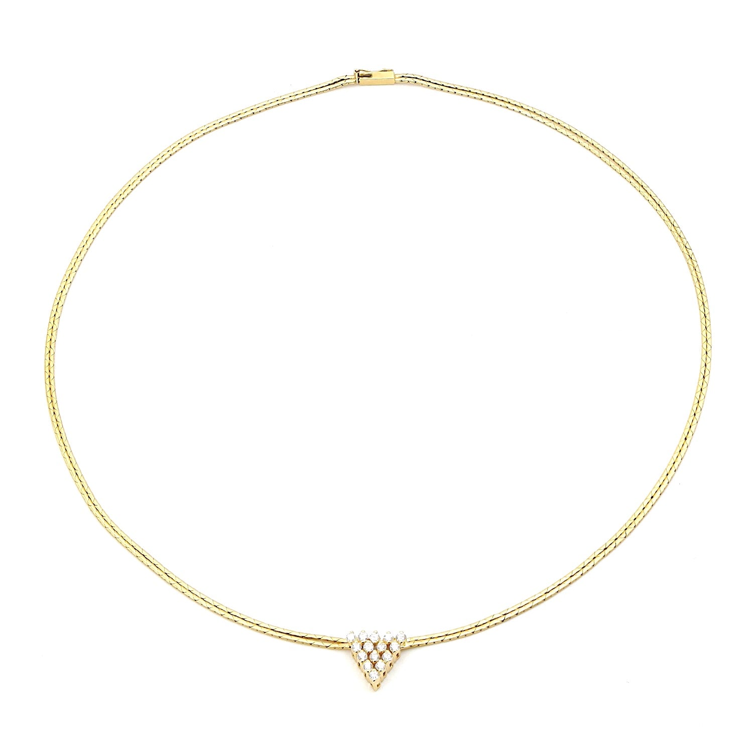Vintage Collier in 585er Gelbgold mit ca. 0,45 ct Brillanten, liegend Draufsicht