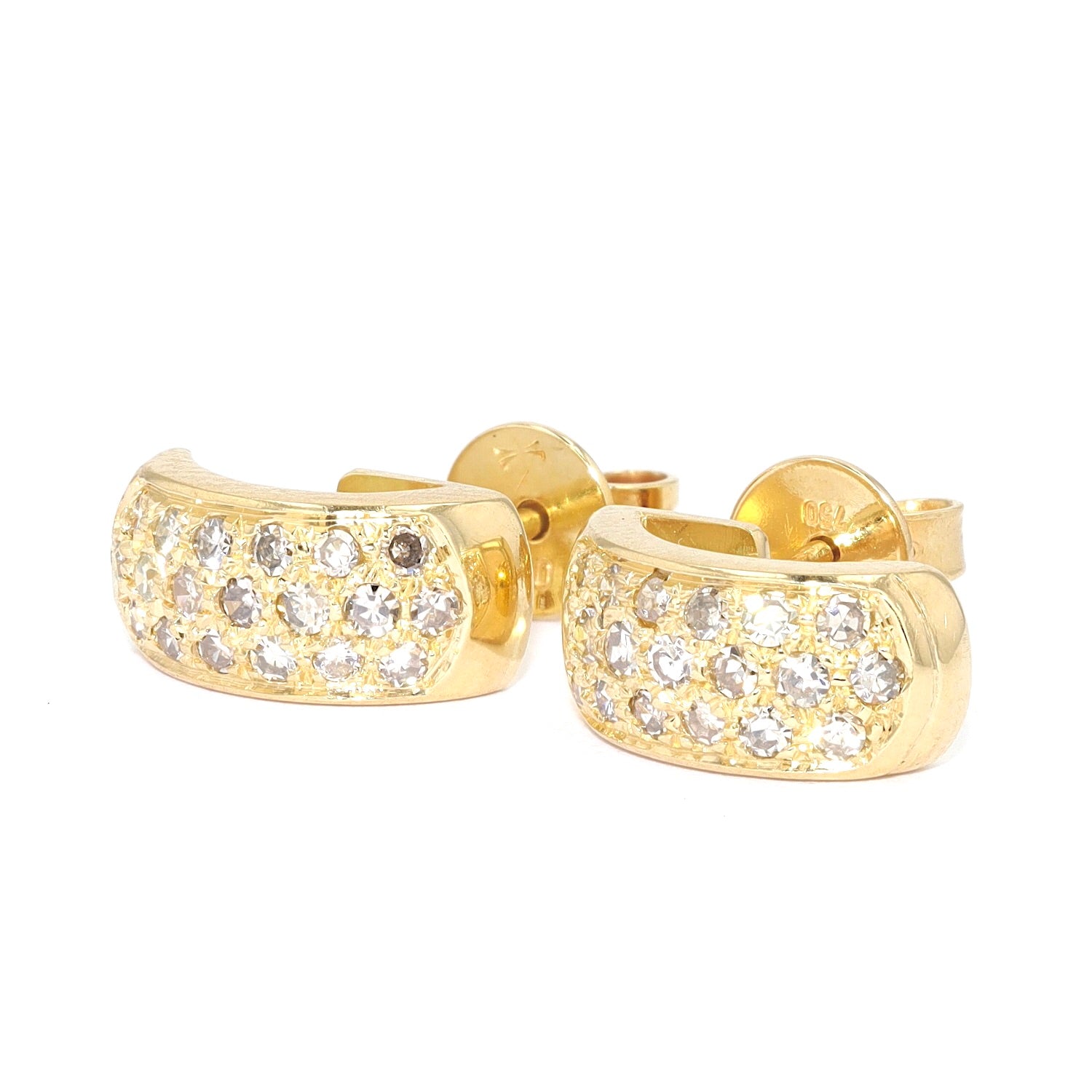 1 pair of half hoop earrings in 750 yellow gold with diamonds