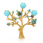 Vintage brooch in 750 yellow gold with turquoise