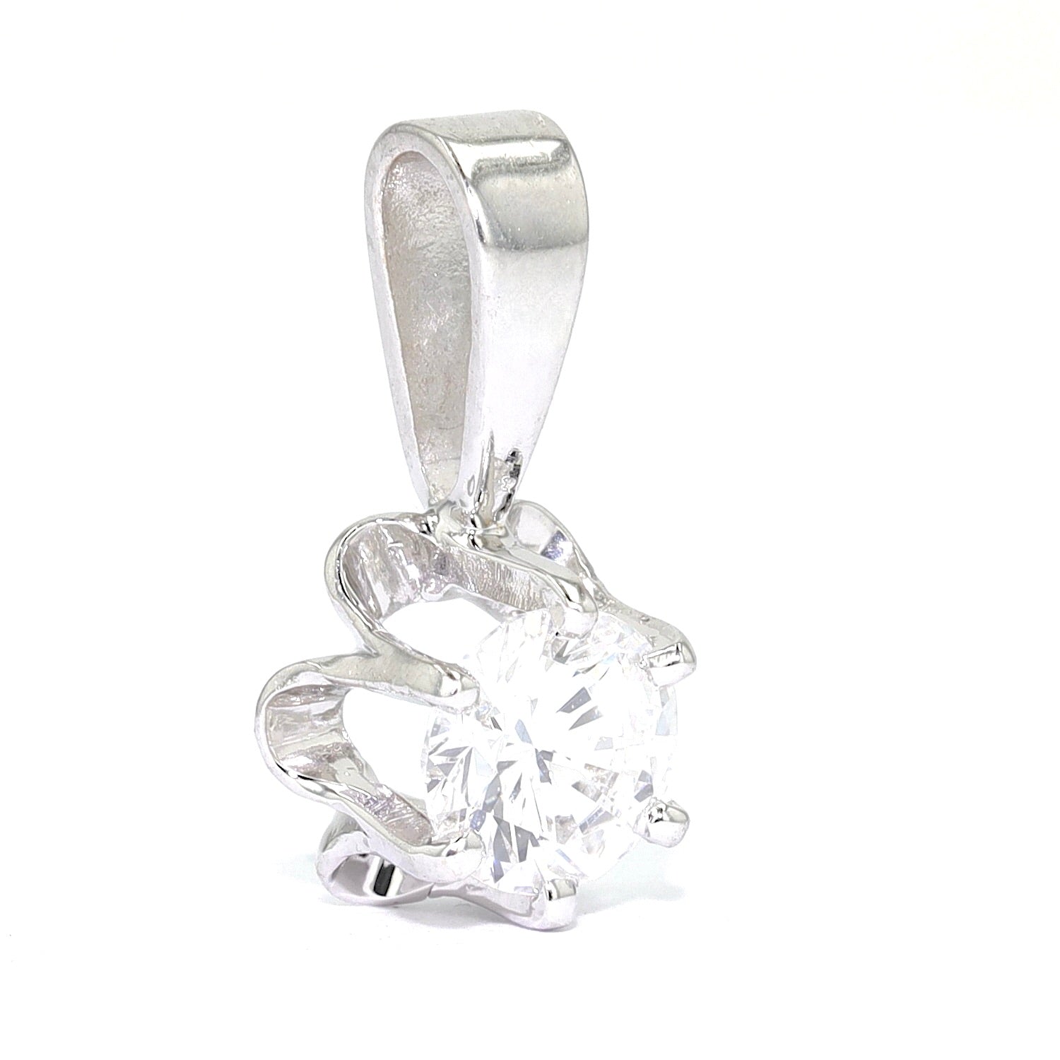 Vintage pendant in 585 white gold with a brilliants approx. 0.30 ct