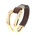 Oromalia bracelet made of 750 rose gold with approx. 1 ct brilliants and a leather strap