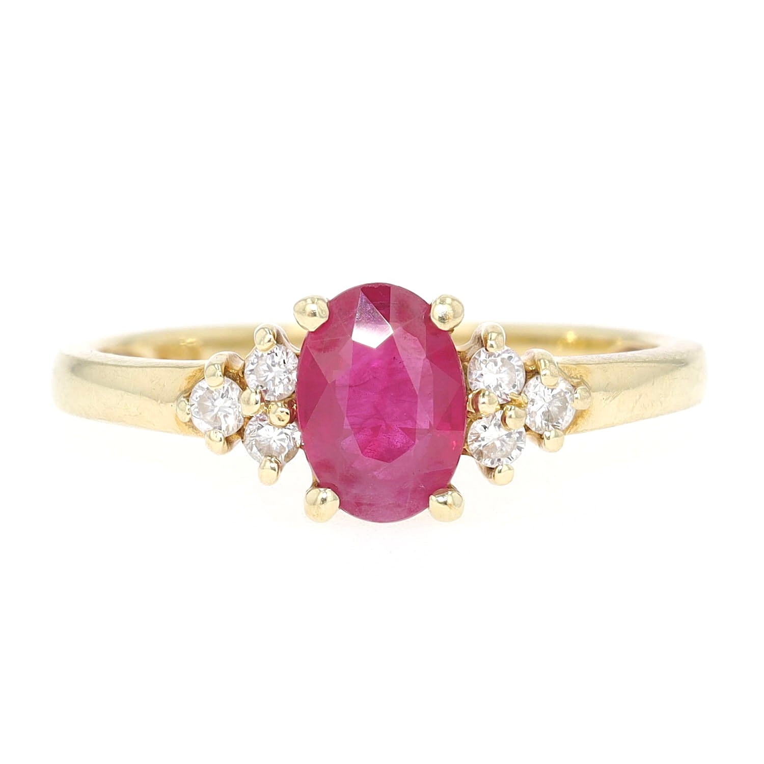 Ring in 585 yellow gold with a Ruby and brilliants