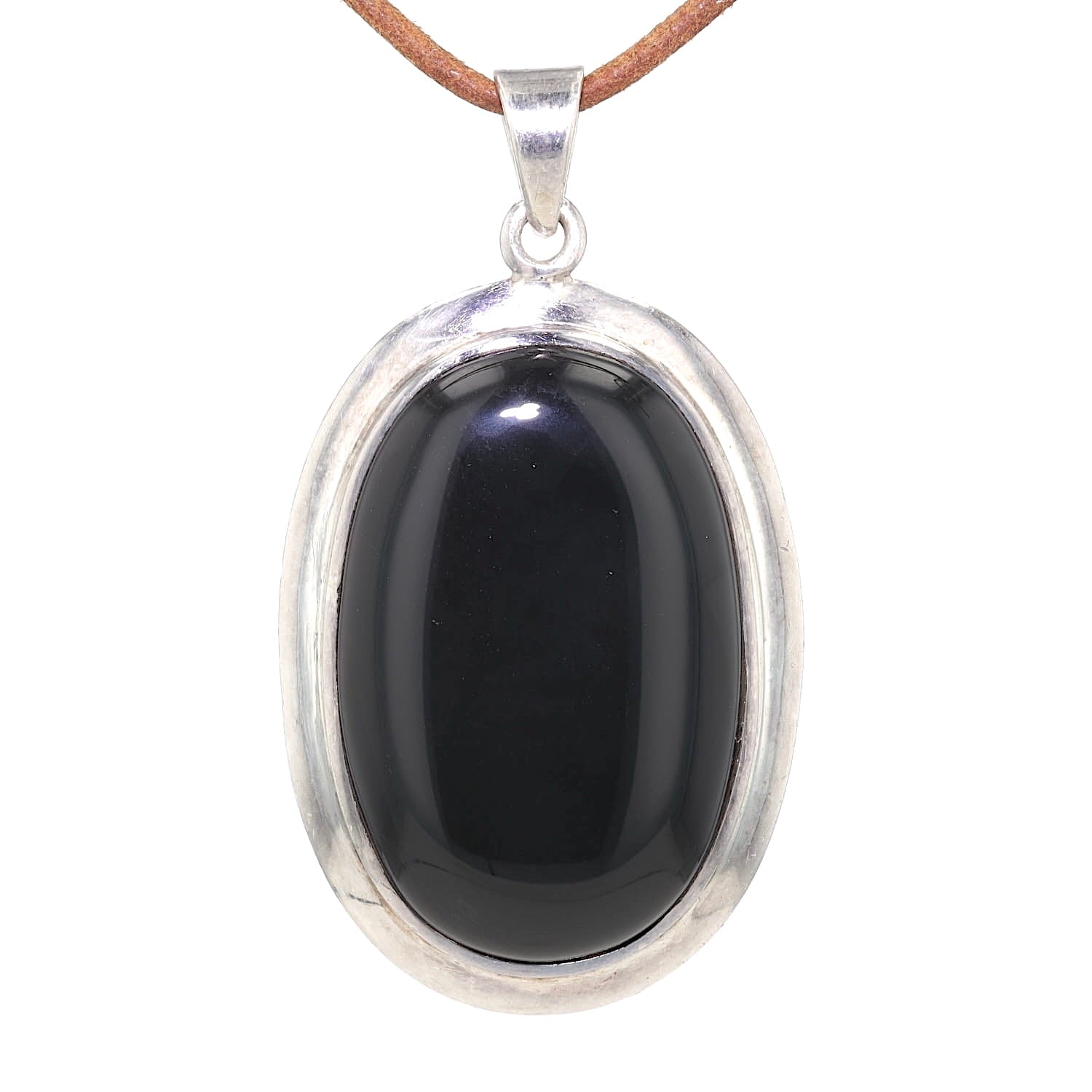 Vintage pendant in 925 silver with a large onyx