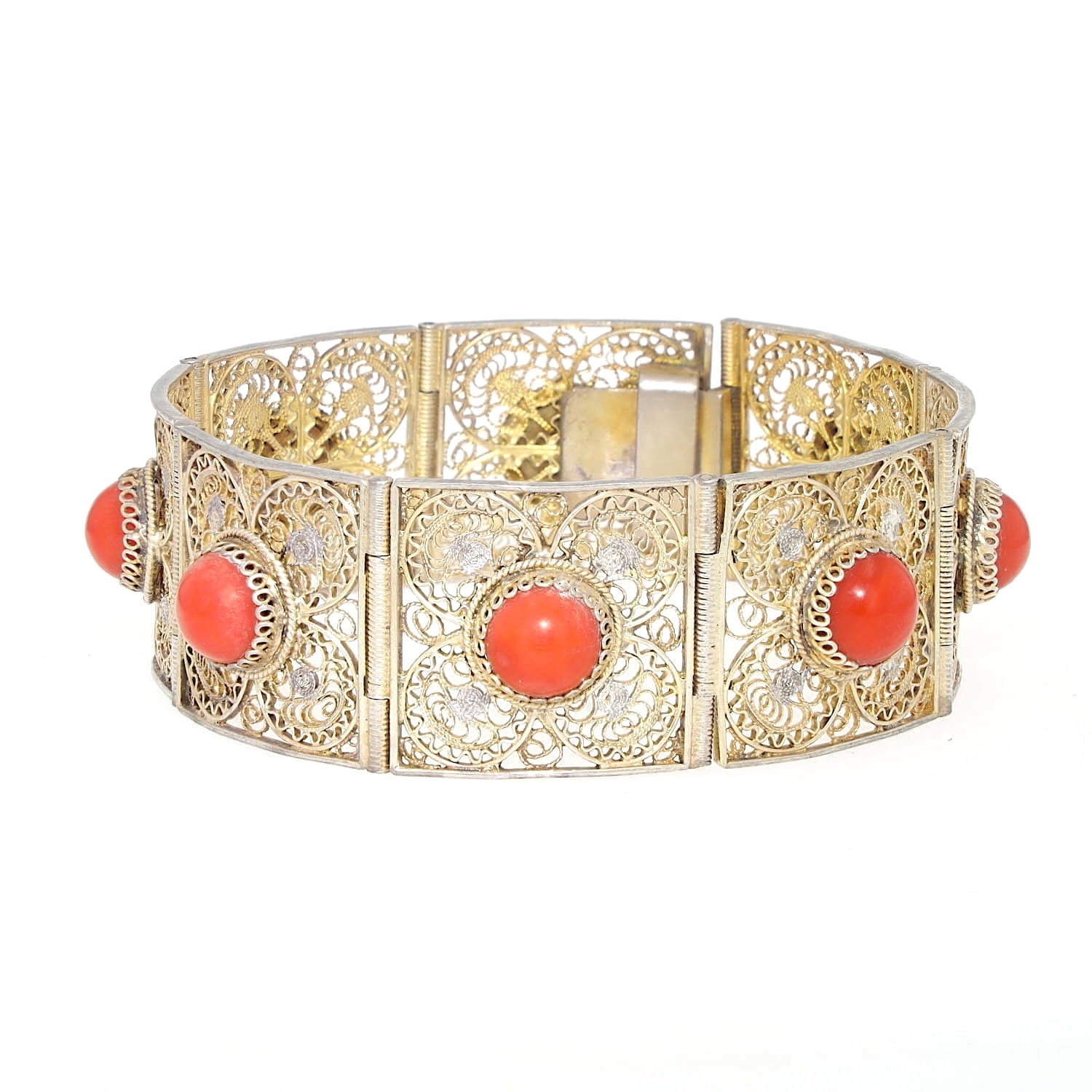 Art Nouveau bracelet in 800 silver with corals